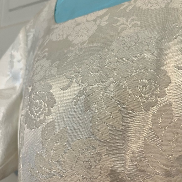 Vintage Elegant White and Burgundy Women's Formal dress Hand Sewn 16-18 - Picture 5 of 8